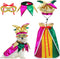 4 Pcs Mardi Gras Dog Costume Mardi Gras Clown Jester High Collar Cape Pet Accessories Set Golden Green Purple Dog Dress up with Mardi Gras Mask Co...