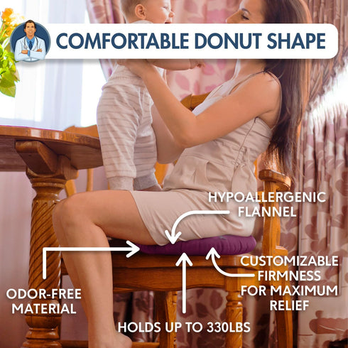 Dr. Frederick’s Original Donut Pillow - 15" Inflatable Donut Cushion for Tailbone Pain Relief - Seat Cushion for Hemorrhoids, Bed Sores, Prostatit...