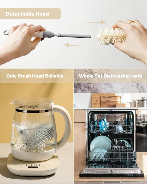 Travel Bottle Cleaner Kit, 6-in-1 Baby Bottle Brush with Silicone Bottle Brush, Nipple Brush, Straw Brush, Drying Rack, Dispenser, Organizer, Baby...