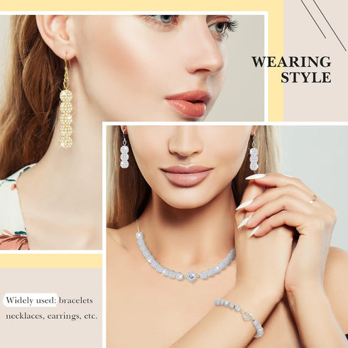 Hicarer 20 Pieces 8 mm Zirconia Cubic Beads, Round Rhinestone Bracelet Spacer Charms,Crystal Zirconia Stones, Ball Beads for Jewelry Making DIY(Wh...