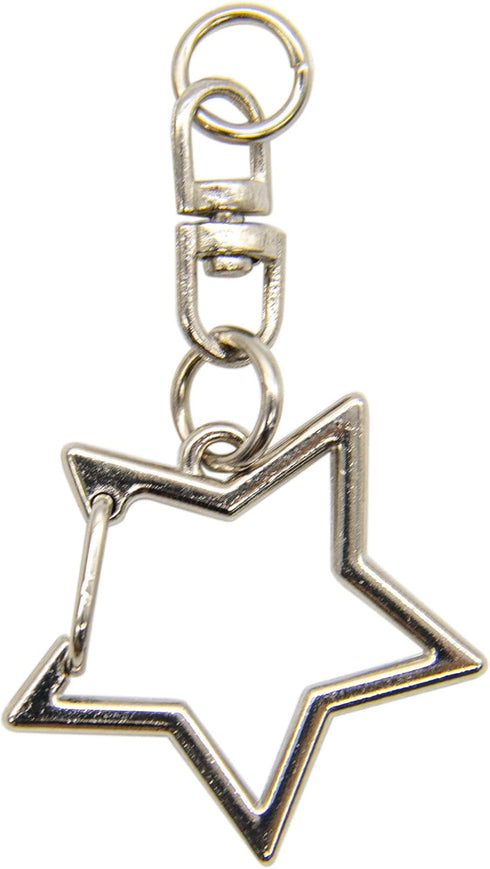 AUEAR, Keychain Metal Spring Snap for DIY Keychain Hanging Buckle and Bag Accessories Creative Key Ring Pentagram (30 Pack, Star Shape Design, Sil...