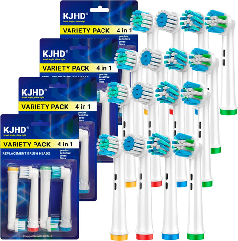 Replacement Heads for Oral B Braun Variety Pack of 16 PCS Floss Cross Sensitive Soft Precise Electric Toothbrush Heads Tooth Brush Head Refill Com...