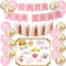 Tea Party Decorations Kit | "Lets Par Tea!" Banner | Tea Party Photobooth Props | Gold, Pink, White Tassels | 10 Gold Confetti Balloons 10 Light P...