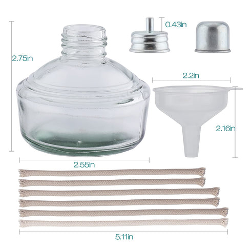 Dental Alcohol Lamp Glass Alcohol Burner Lamp Bunsen Burner with Metal Cap Dental Lab Equipment Heating 150ml with 5 Free Replacement Wicks & Funn...