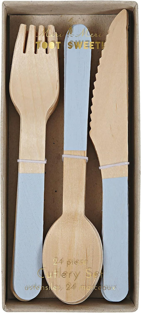 Meri Meri, Soft Blue Wooden Cutlery Set, Birthday, Party Decorations...