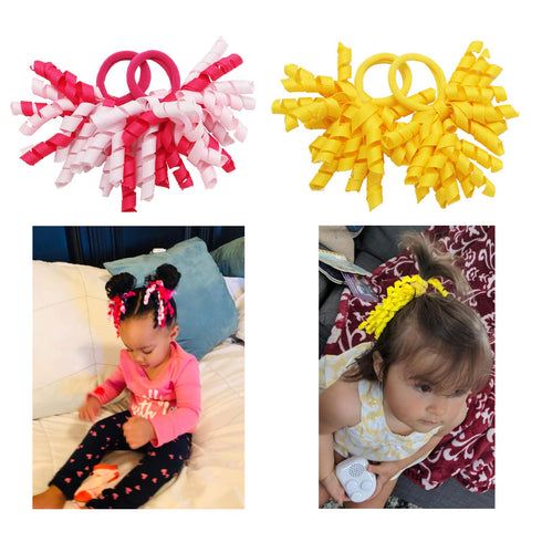 30PCS Baby Girl Bows Hair Ties Colorful Curly Korker Bow Elastic Rubber Bands Grosgrain Ribbon Hair Bows Ponytail Holders Hair Accessories for Gir...
