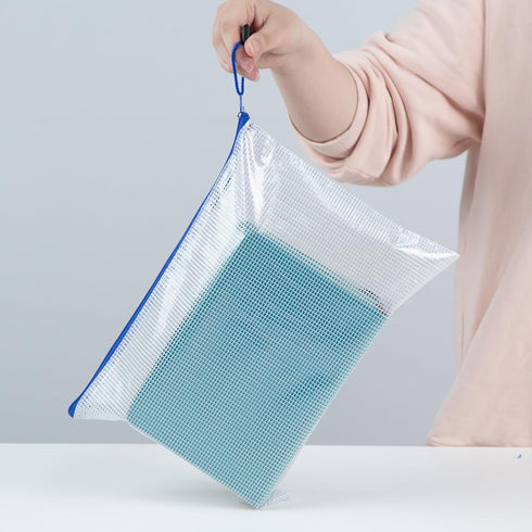 Koogel 5PCS Mesh Zipper Pouches, Zipper File Bags Poly Zip Envelopes Waterproof Puzzle Bags for A4 Paper Travel Office School Cosmetics...