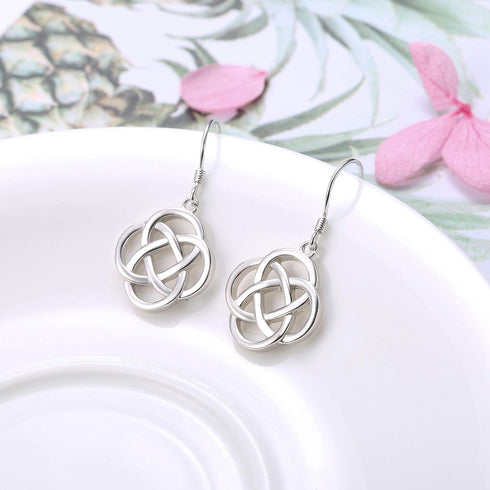 Sllaiss 925 Sterling Silver Celtic Knot Drop Earrings for Women Good Luck Irish Vintage Earrings Round Dangle Earrings...