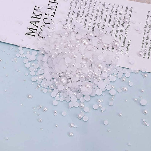 Dowarm 1000 Pieces Flatback Half Pearls, Flat Backed Round Half Pearls for Crafts Jewelry, Mixed Size 4MM 6MM 8MM 10MM 12MM 14MM (White)...