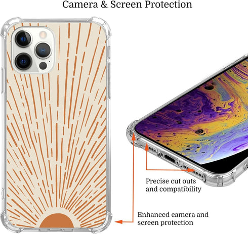 Retro 70s Sun Rays Case Compatible with iPhone 13 Pro Max, Vintage Boho Sun Case for Girls Boys Men and Women, Trendy TPU Bumper Phone Case Cover ...