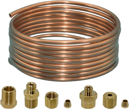 72'' Oil Pressure Gauge Tubing Kit, Set of Copper Tube and Threaded Parts, Universal Fit...