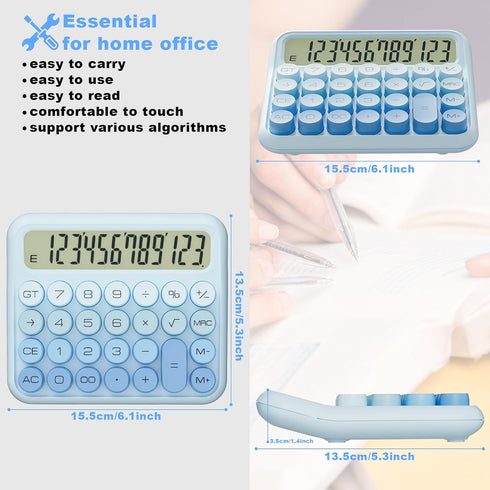 Mechanical Calculator 12 Digit Extra Large 5-Inch LCD Display, DECKLIT Battery Desk Calculator, Big Buttons Easy to Press Office Calculators Deskt...