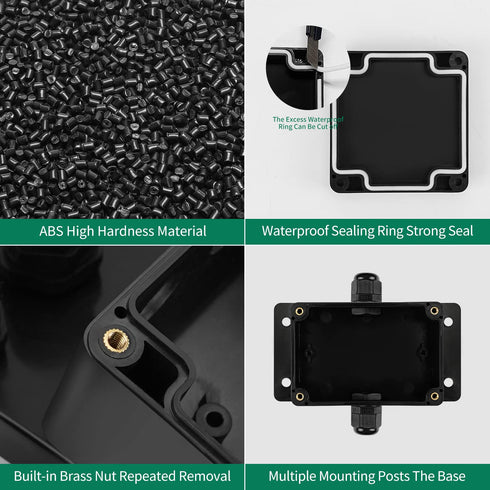 ABS IP67 Waterproof Dustproof Electrical Junction Box, with 15A 600V Barrier Terminal Cable Connector, 1 in/1 Out Power Junction Box?3.93 * 2.67 *...