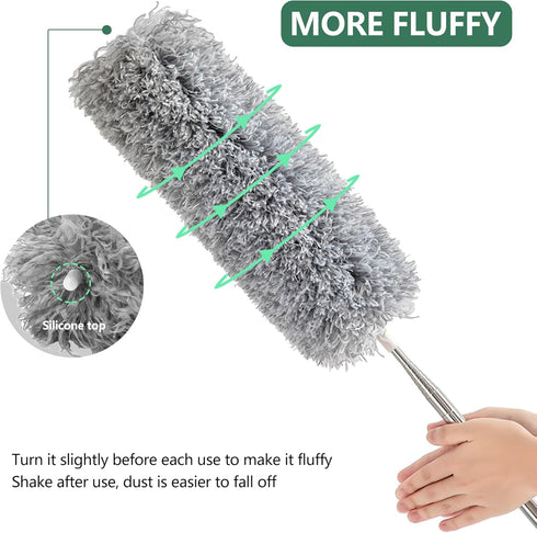 SetSail Extra-Long Dusters with Extension Pole 100-inch for Cleaning, Bendable Microfiber Head Washable Ceiling Fan Duster for High Ceilings, Furn...