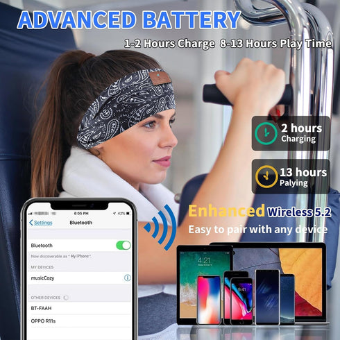 4 in1 Sleeping Bluetooth Headphones, Sport Headband and Sleep Mask with Ultra-Thin Speakers for Side Sleepers- Sports Headband, and Bluetooth Head...