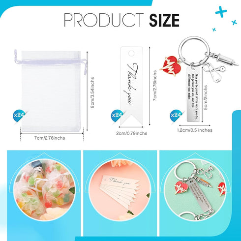 Sureio 72 Pcs Nurse Graduation Gift Include 24 Nurse Keychain Nursing Appreciation Gift with 24 Tassel Organza Bag and 24 Tag Thank You Gifts for ...