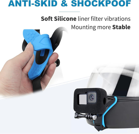 Helmet Mount with Windshield for GoPro Hero 12 11 10 9 Motorcycle Strap Chin Mount Attachment Full Face Helmet Mount for GoPro 9 10 11 12 Black Ra...