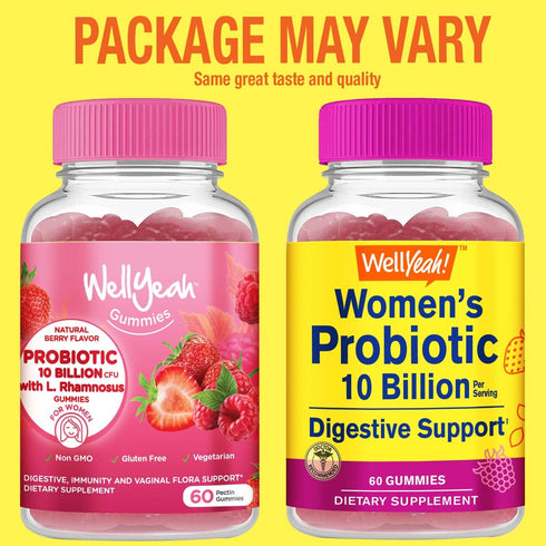 Probiotics for Women Gummies (2 Pack) - 10 BILLION CFU - for Digestive Support, Gut Health, and Feminine Health Support -Berry Flavor - Vegan, Del...