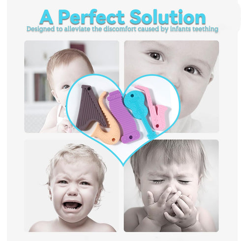 Baby Teething Toys?5 Pack Baby Teether Toys?BPA-free?Teether Chew Toy Set?Soft Textures?Musical Instrument Shape Silicone Toddler Teething Toys fo...