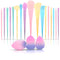 BRÜUN Makeup Brushes Set- A (17 Pcs) Premium Quality Synthetic and Colorful Brushes Kit with Purple Top and Blue Bottom Sponges for Blush Conceale...
