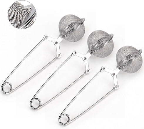 Snap Ball Tea Strainer, JEXCULL 3 Pack Premium Stainless Steel Tea Infuser with Handle for Loose Leaf Tea Fine Mesh Tea Balls Filter Infusers...