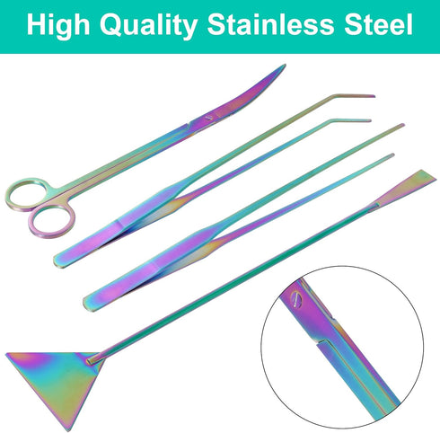 Aquarium Tools Kits 13 Inch Aquatic Plant Aquarium Tools Stainless Steel Tweezers Scissors Spatula Kit Scissors Aquarium Supplies for Tank Clean (...