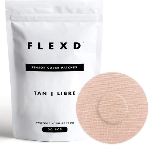 Flexd - Libre 3 Sensor Covers Waterproof, Freestyle Adhesive Patches (Pack of 30) Round, Tan...