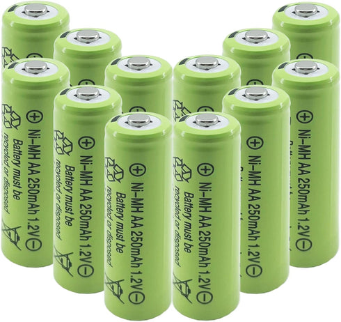 12 Counts AA 250mAh NiMH Rechargeable Batteries,1.2V Double A Battery for Garden Landscaping Solar Lights...