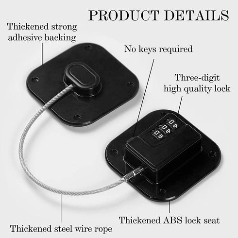 Child Safety Cabinet Locks,Cabinet Locks with Combination Closet Lock,Cabinet Lock,Child Proof Refrigerator Lock(Black 2Pcs)...