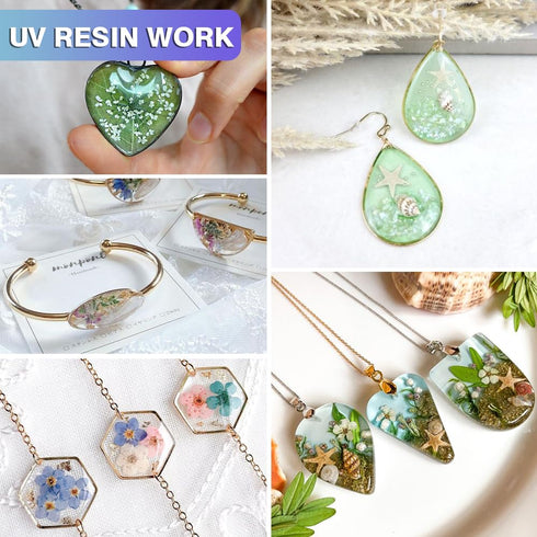 Crystal Clear Hard UV Resin Upgraded Formula Ultraviolet Fast Curing Resin for Jewelry Making Craft Decoration, Hard Transparent Glue Solar Cure S...