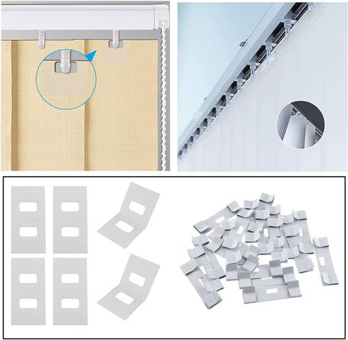 28PCS Vertical Blind Repair Tabs Kit 14PCS Metal Curtain Clips + 14 Self-Adhesive Repair Clips, Vertical Blind Replacement Slats Parts...