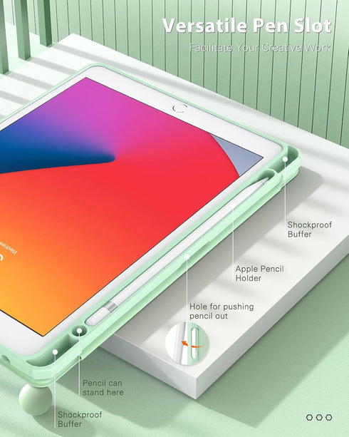 TiMOVO Case for iPad 9th Generation 2021/iPad 8th Generation 2020/iPad 7th Generation 2019 10.2 inch with Pencil Holder, Slim Protective Cover wit...