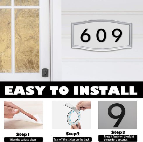 6 Inch House Numbers, Stainless Steel House Number for Outside Stick On, Modern House Numbers for Door Garden, Self-adhesive House Number(6)...
