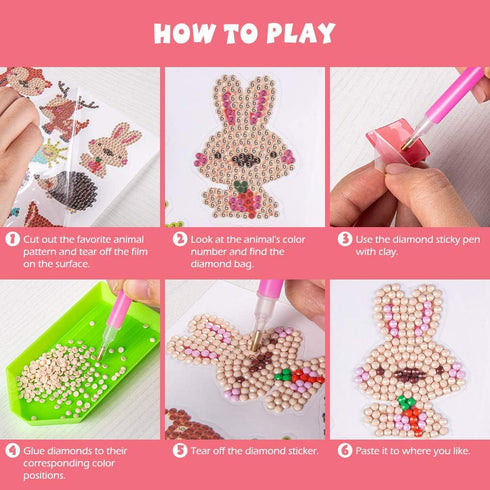 Labeol Diamond Art Kits for Kids Boys and Girls Ages 6-8-10-12 Easy to DIY Creative Diamond Art Sticker Craft by Numbers Kits for Kids and Adult B...