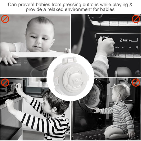 Homoyoyo 4Pcs Children Safety Button Security Lock Child Proof Car Computer Washing Machine Stove Key Start Button Protection Cover Baby Safety Lo...