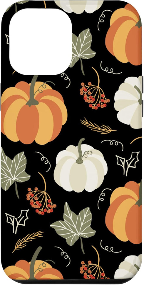 iPhone 12 Pro Max Autumn falling leaves and pumpkin spice harvest happy fall Case...