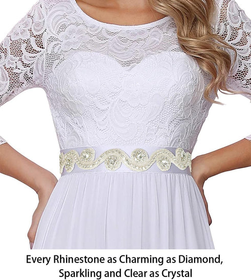 ShiDianYi Rhinestone Bridal Sash, Wedding Dress Belt, Silver Rhinestone Belts for Dresses, Bridal Belt for Wedding Gown...