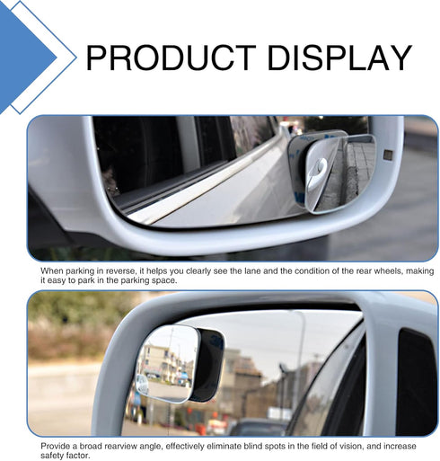 2 PCS Car Side Rearview Mirrors, Frame-less Blind Spot Mirror, Adjustable Wide Angle Mirrors, Self-adhesive Fan Shaped Decoration, Universal for M...