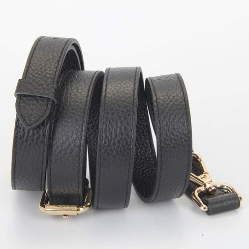 Full Grain Leather Adjustable Replacement Cross Body Purse Shoulder Strap Handbag Bag Wallet, 2/3” Wide (Black)...