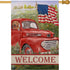 Welcome Summer American Red Truck 4th of July Decorative House Flag, Garden Yard Lawn Patriotic America Dog Outside Decor, USA Spring Home Outdoor...