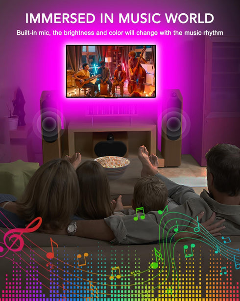 LED Lights for TV, 13.1ft RGB Strip Lights for TV Behind 45-60in TV, Bluetooth APP Remote Control Music Sync TV Backlight for Bedroom Gaming Room...