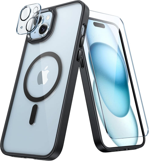 FNTCASE for iPhone 15-Plus Phone Case: Magnetic Clear Military Grade Shockproof Anti Yellowing Slim Phone Cover with Camera Lens Protector & Scree...