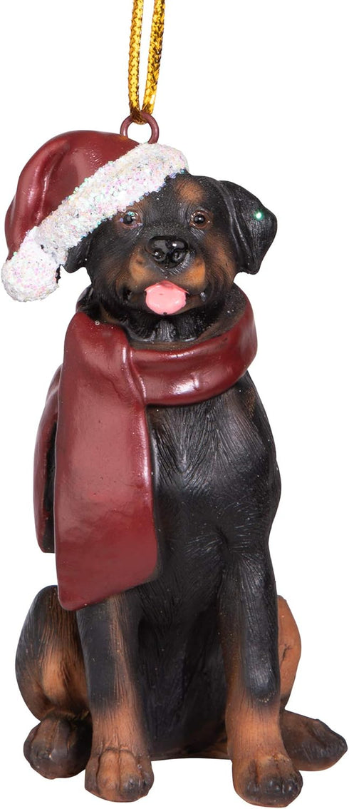 Design Toscano Christmas Xmas Rottweiler Holiday Dog Ornaments, Full Color...