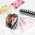 Makeup Bag Checkered Cosmetic Bag Black Makeup Pouch 1Pcs Large Capacity Makeup Bags and 1Pcs Makeup Brushes Storage Bag Travel Toiletry Bag Organ...