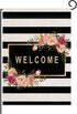 Personalized Floral Garden Flag,Welcome Flag,Welcome Friends,Farmhouse Decor,Yard Decor,Outdoor Decor,Black and White Stripes Garden Flag 12.5 X 1...