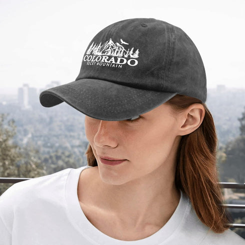 Colorado Rocky Mountain Baseball Hat American Sun Hat Pigment Black Womens Golf Hat Gifts for Grandma Baseball Cap...