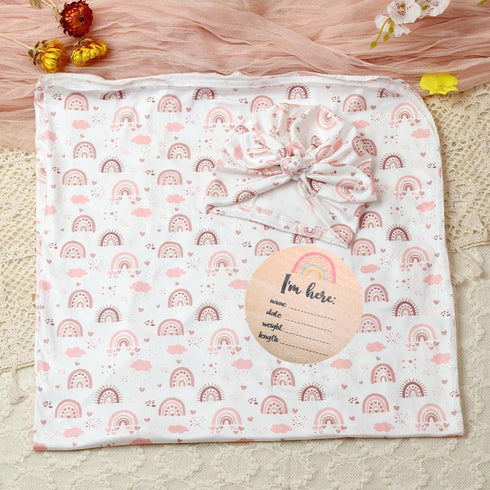 Baby Swaddle Blanket and Headband Set, Newborn Receiving Blanket Swaddle Wrap for Girls and Boys, Swaddling Blankets Neutral for Newborn?Soft and ...