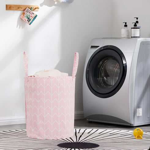 TECHMILLY Large Storage Basket for Girls and Boys, Collapsible Laundry Hamper with Long Handles, Toy Bins for Nursery, Kids Room Décor...
