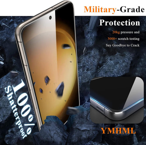 YMHML 3 Pack for Samsung Galaxy S23 Screen Protector Tempered Glass Upgrade Fingerprint Unlock Compatible for 3 Pack Camera Lens Protector, HD Cle...