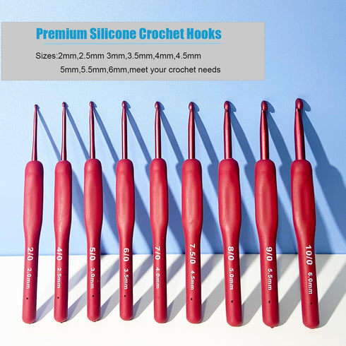 Ergonomic Crochet Hooks Set,Silicone Crochet Hook Knititng Needles for Arthritic Hands Premium Soft Grip Crochet Handles for Crocheting Yarn Craft...